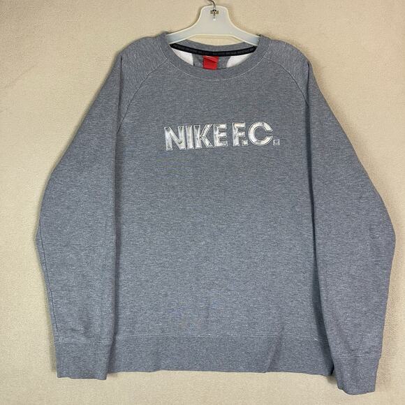 Nike Sweater Mens‎ XL Gray Nike FC City Crewneck Long Sleeve Pullover Sweatshirt - Picture 1 of 12